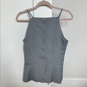 Gray Button-Down Sleeveless Top